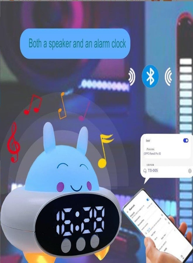 PASHANDOZ Rabbit Design Loud Alarm Clock with Bluetooth Speaker and Light Kids and Parents Bed Room Bed Side Desk Digital Watch Cartoon Design Smart Alarm Clock for Heavy Sleepers (Small) - Image 5
